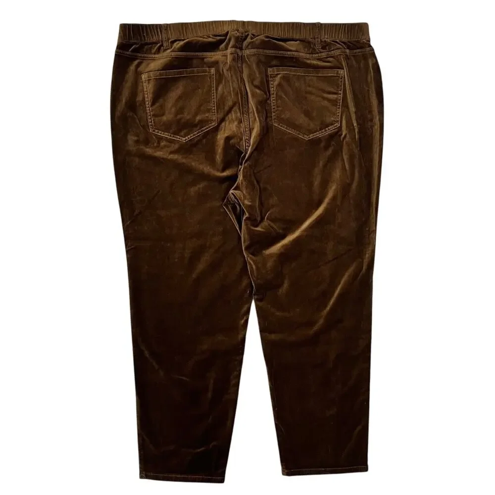 J Jill Brown Velour Pants Straight Leg Elastic Waist Stretch Size 26 - Picture 3 of 8